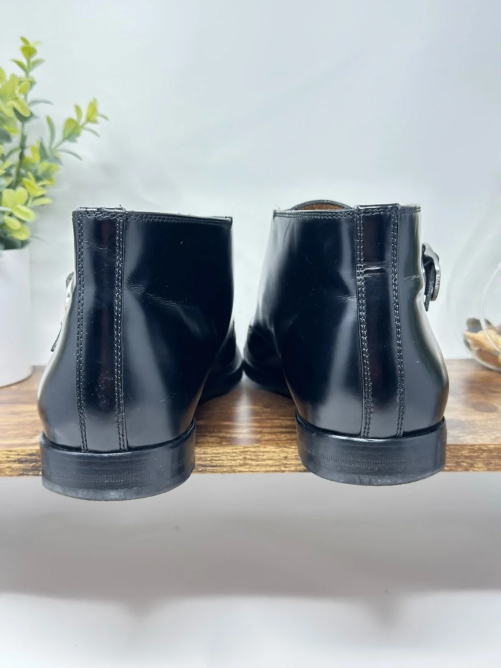 Jimmy Choo Men's Black Double Monk Strap‎ Leather Shoes Size 42 Italian USA 9